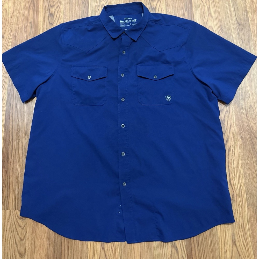 Ariat Shirt Mens Extra Large VentTEK Western Fitted Vented Blue